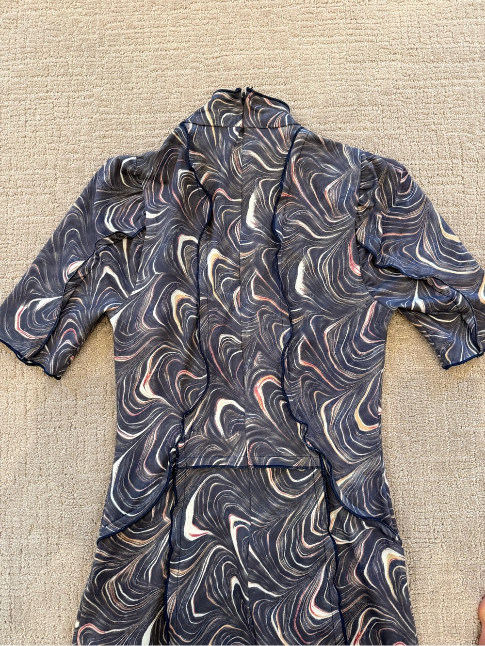 Sea New York Navy Swirl Midi Dress with Cream & Pink Accents - Picture 5 of 5